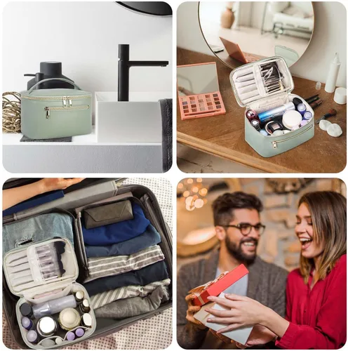 Miniatura 7 de Wandering Nature Bolsa de Maquillaje, Organizador de Maquillaje de Viaje, Estuche de Brochas Cosméticas para Mujeres en Cuero Vegano Ecológico, M