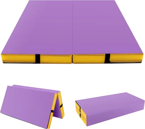 Miniatura 10 de Giantex Colchoneta de gimnasia plegable de 4 x 4 pies con asas de transporte, tapete bio-plegable para niños y animadoras
