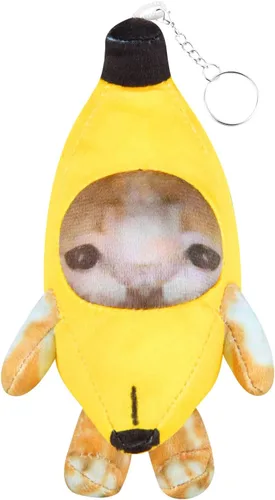 Miniatura 8 de Llavero de peluche de gato de plátano que llora, adornos divertidos felices del animal de peluche del gato del sonido del bebé