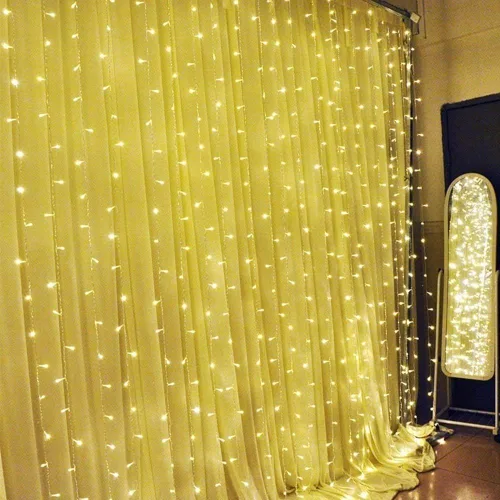 Miniatura 8 de Geanmoki 306 LED Cadena de luces de cortina de ventana para decoración de pared de boda, fiesta, hogar, jardín, dormitorio, interior o exterior