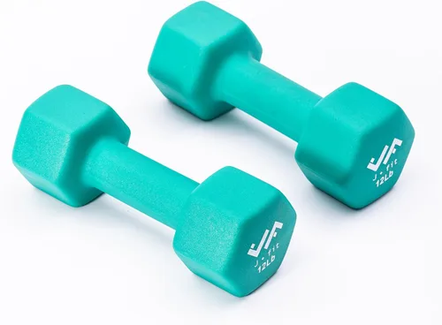 Miniatura 15 de JFIT Dumbbell Pairs or Sets – Neoprene & Vinyl Coated Hand Weights for Home Gym, Strength Training, Aerobics, Cardio Exercise and Fitness
