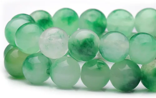 Miniatura 3 de Youngbling Cuentas de piedra preciosa natural para hacer joyería, 8mm de jade verde flor pulido redondo piedra lisa, cuentas rojas auténticas