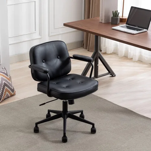 Miniatura 6 de Ya-Home Silla de escritorio giratoria moderna con reposabrazos, cómoda silla de computadora de altura ajustable con ruedas, silla de escritorio