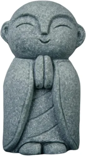 Miniatura 20 de livelyfish Estatua de monje rezante de Bosatsu de Bosatsu japonés de Buda Bosatsu Feng Shui, piedra arenisca feliz/sonriente en miniatura, adorno