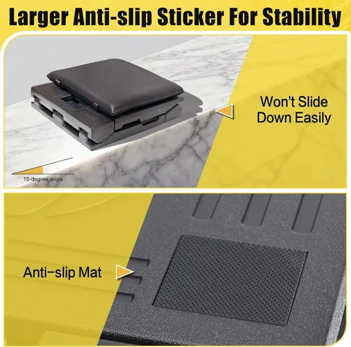 Miniatura 3 de Reposapiés ergonómico para debajo del escritorio en el trabajo, con altura y ángulo ajustables, taburete plegable con almohadilla extraíble cuentas