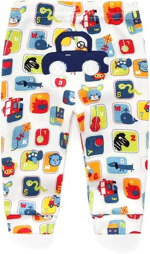 Miniatura 3 de Paquete de 4 pantalones unisex de algodón para bebé recién nacido, leggings casuales bordados de 0 a 24 meses para niños y niñas