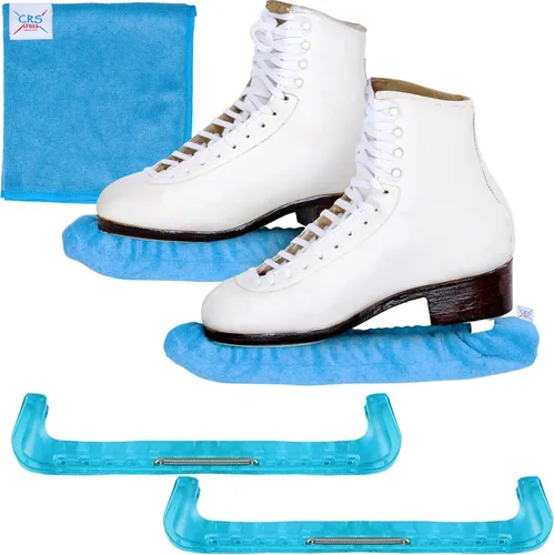 Miniatura 20 de CRS Cross - Juego de regalo de protectores de patines sobre hielo, guardas de tela y toallas, cubiertas suaves para cuchillas de patinaje artístico