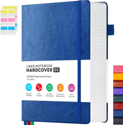 Miniatura 19 de FOCUS DAY Cuaderno de Cuero con Páginas Rayadas, 320 Páginas Cuaderno de Tapa Dura para Escribir y Tomar Notas para Mujeres y Hombres, B5