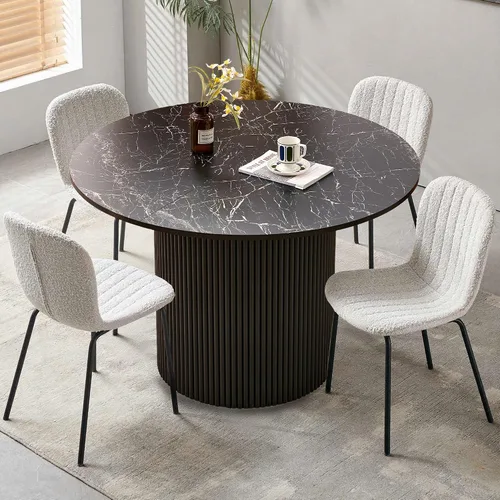 Miniatura 32 de Juego de Mesa de Comedor Redonda de 37 Pulgadas para 4, Moderno Juego de Café de Cocina de Círculo Pequeño para Apartamento, Sala de Estar, Oficina