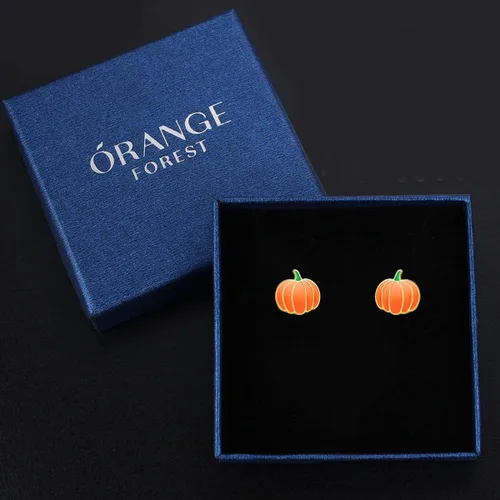 Miniatura 7 de Aretes de calabaza de plata de ley 925 chapados en oro, aretes de calabaza para fiesta de Halloween, regalo de Acción de Gracias, aretes de otoño