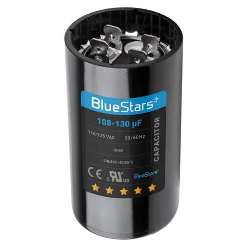 [[Listado UL] BlueStars 108-130 uF MFD 110-125 VCA voltios ±20% 50/60 Hz CD60 Condensador de arranque redondo AC Pieza de repuesto eléctrico - para