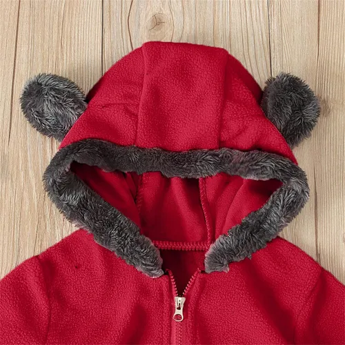 Miniatura 4 de Enterizo de otoño e invierno para bebé, recién nacido, con capucha, forro polar, manga larga, con pies, ropa de abrigo