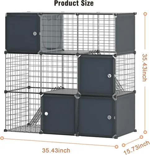 Miniatura 5 de Jaula para gatos para interiores con caja de arena, 3 niveles grande para corralitos Catio, jaula para gatos al aire libre, jaula de alambre