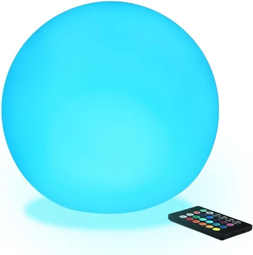 Miniatura 11 de Lámpara de pie con forma de globo, luz LED de bola de 14 pulgadas con control remoto, 16 colores RGB, regulable, recargable, lámpara de globo