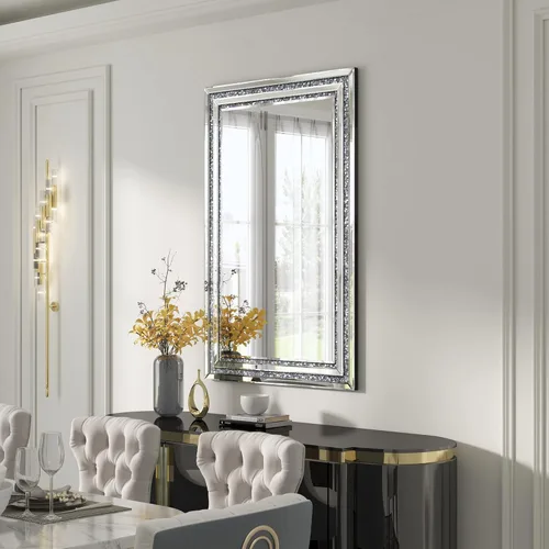 Miniatura 7 de KOHROS Crush Diamond Espejo de baño de 36 x 24 pulgadas, espejos de cristal para decoración de pared, espejo de pared rectangular para baño, entrada
