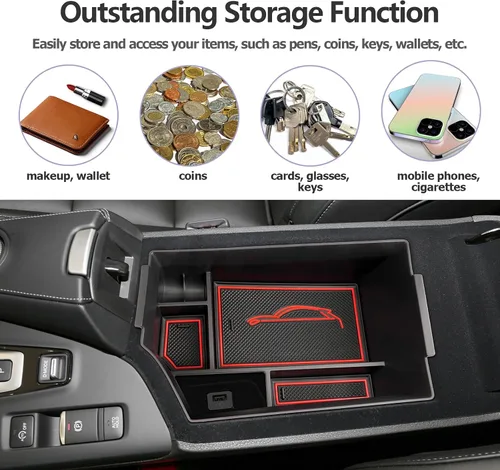 Miniatura 4 de Organizador de consola central Infiniti QX50 QX55 2018-2023 Accesorios para reposabrazos (rojo)