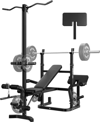 Z3 - Juego de banco de pesas olímpico de 900 libras con extensión de piernas, prensa de entrenamiento 9 en 1 con almohadilla de curl de predicador y