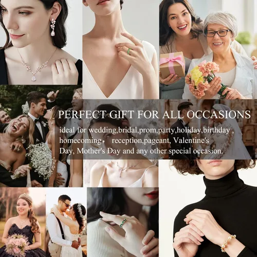 Miniatura 5 de UILZ Anillos de boda de compromiso de circonita cúbica verde para mujeres y niñas, anillos apilables de oro verde esmeralda para mujeres novias