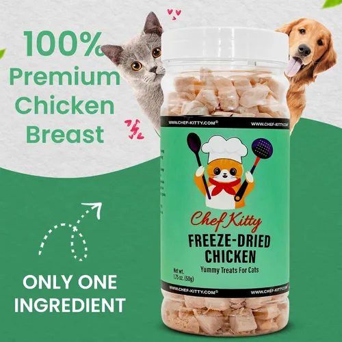 Miniatura 2 de Golosinas de pollo liofilizadas para gatos y perros, 100% grado humano, un solo ingrediente, alto en proteínas, aperitivo saludable, sin aditivos ni