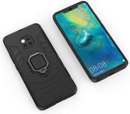 Miniatura 3 de Compatible con Huawei Mate20 Pro, funda de metal con anillo de agarre a prueba de golpes (funciona con soporte magnético para automóvil), funda Negro