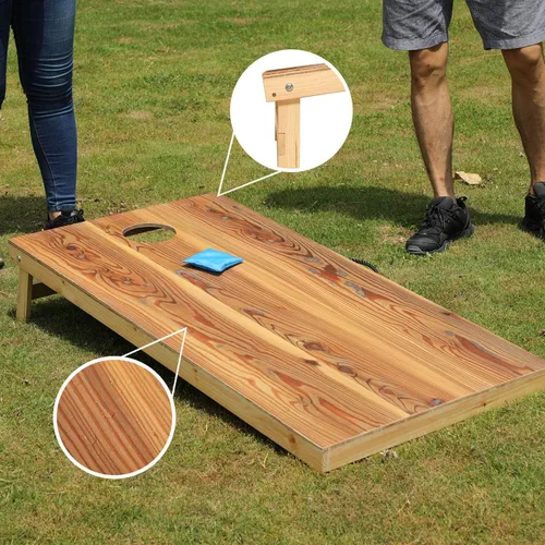 Miniatura 3 de UKASE Juego de Cornhole de Madera Maciza de Tamaño Reglamentario Portátil con Bolsas de Frijoles, Juego de Lanzamiento con Superficie de Veta