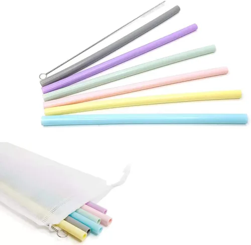Miniatura 2 de RANIT Pajitas de silicona reutilizables, popotes largos y flexibles de silicona con cepillos de limpieza para vasos de 30 onzas RTIC/Yeti – 6 piezas