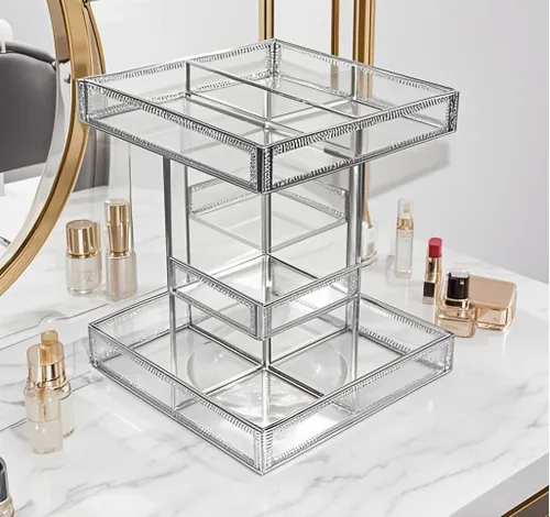 Miniatura 4 de Organizador de cosméticos de rotación de 360 grados - Almacenamiento premium de maquillaje con base giratoria, almacenamiento de cosméticos