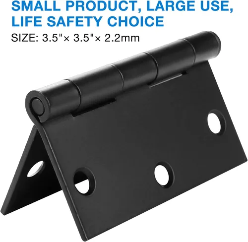 Miniatura 6 de Paquete de 18 bisagras de puerta color negro mate de 3.5 x 3.5 pulgadas, bisagras para puertas interiores, bisagras negras resistentes con esquinas