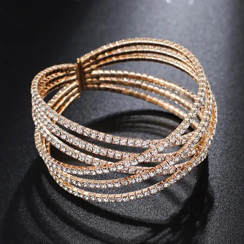 Miniatura 7 de Pulsera de diamantes de imitación para mujer, pulsera multicapa de cristal