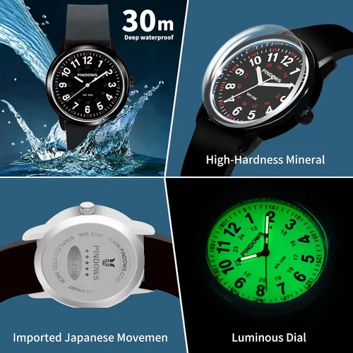 Miniatura 5 de PINDOWS Nurse Watch for Nurses, Doctors, Medical Professionals, Students, Easy to Read Waterproof Women's Men Medical Watch Luminous Dial 1224 Hour
