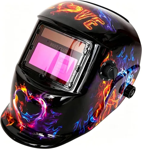 Casco de soldadura con oscurecimiento automático: capucha solar de color verdadero BESTCLUB con rango de sombra ajustable 4/9-13 para máscara de LOVE