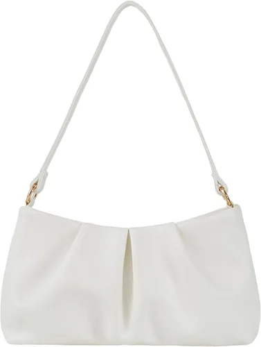 Miniatura 18 de Bolso de noche de piel sintética, bolso de mano fruncido para mujer, con correas de hombro dobles desmontables, bolso cruzado