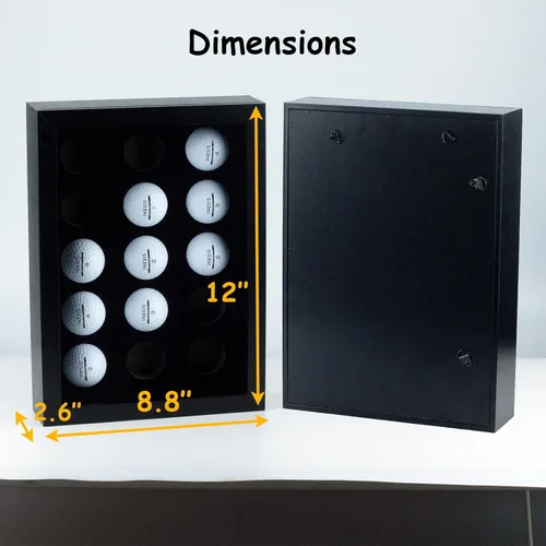 Miniatura 5 de Bivitre Vitrina de pelotas de golf para 15 bolas, estuche de madera con cubierta acrílica contra el polvo, UV, montaje en pared y caja de sombra