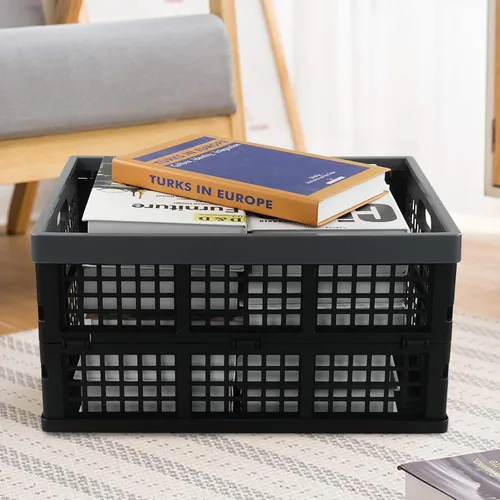 Miniatura 4 de Cajas de leche de almacenamiento de plástico de 34 L, cesta de almacenamiento plegable grande, 2 paquetes