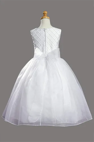 Miniatura 3 de Swea Pea Lilli vestido de comunión Shantung blanco con corpiño escondido y detalles de perlas