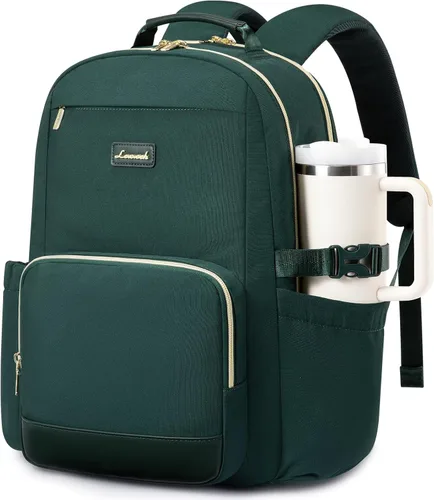 Miniatura 35 de LOVEVOOK Mochila para laptop para mujer con bolsillo para taza de gran capacidad, bolsa de computadora portátil de 15.6 pulgadas, mochila de viaje