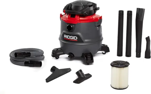 RIDGID 62723 Rojo RT1600 Aspiradora húmeda/seca de 16 galones, gris oscuro y rojo