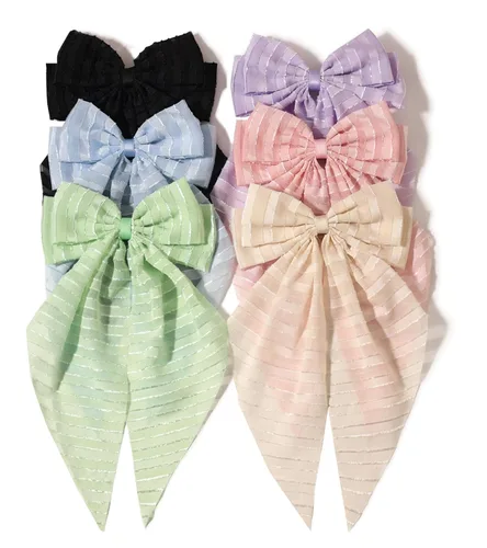Miniatura 7 de Furling Pompoms Pinza para el Cabello Lazos para el Cabello, 2 piezas Lazos Grandes de Satén Beige/Negro para Mujeres y Niñas, Pasadores
