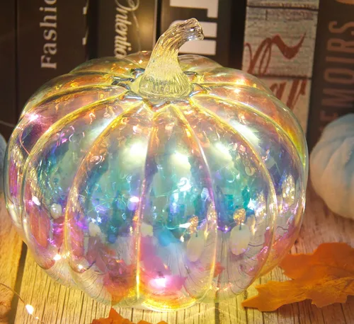 Miniatura 11 de Mercury Glass Pumpkin Light with Timer, with 10 Fairy Lights Inside,Battery Operated Led Pumpkin Light,Ideal for Halloween Fall Decoration