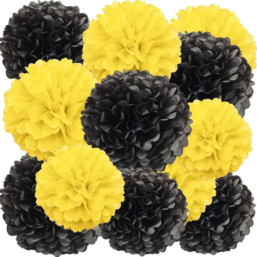 Miniatura 11 de We Moment Pompones de papel de seda morado y rosa para decoración de fiesta de niñas en el techo, para colgar en la pared, 12 pompones de seda de 4