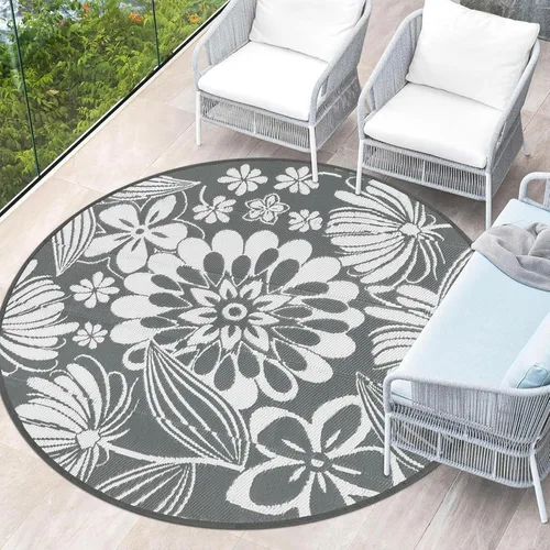 Miniatura 25 de Ileading Alfombra de paja de plástico para exteriores, 5 x 8 pies, divertido estilo floral, reversible, impermeable, no se desprende, alfombras