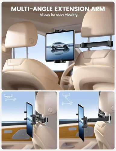 Miniatura 8 de Lamicall Soporte para Tableta de Reposacabezas de Coche - [Bloqueable] [Compatible con Fundas Gruesas] [Clip Plegable] Soporte para Tableta