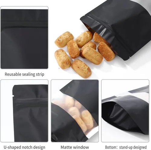 Miniatura 4 de 100 bolsas de Mylar de 4 x 6 pulgadas con ventana mate para almacenamiento de alimentos, bolsa de 5 colores mixtos a prueba de olores, bolsas