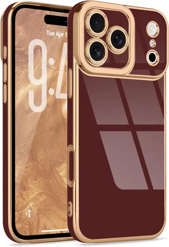 Miniatura 63 de Lafunda Diseñada para iPhone 13 Pro, fundas lujosas con chapado lindo para mujeres y niñas, elegante borde dorado, a prueba de golpes, TPU con funda