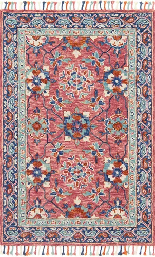 Loloi Zharah Collection ZR-03 Rose/Denim, alfombra de pasillo de transición, 2'-6" x 7'-6" Rosa; azul oscuro