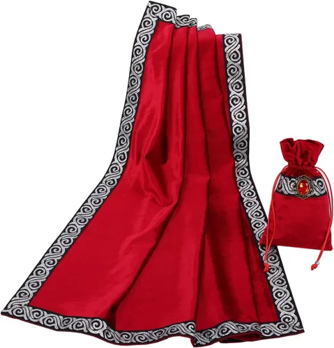 Miniatura 11 de BLESSUME Paño de mesa y bolsa de terciopelo de bruja Altar Tarot Paño cuadrado de adivinación (rosa)