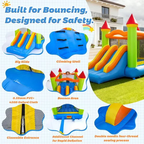 Miniatura 3 de Casa hinchable inflable para niños de 3 a 10 años, casa hinchable con gran tobogán y soplador, 13 pies de largo x 8.2 pies de ancho x 8 pies