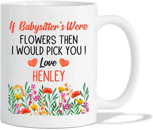 Miniatura 7 de Taza de café con el nombre de la niñera con la frase "Best Babysitter Ever", taza de café personalizada con nombre de niñera, regalo de niñera