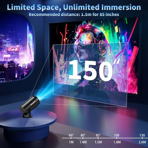 Miniatura 8 de Mini proyector 4K compatible con 1080P FHD - Keystone automático 270° giratorio, WiFi 6 y Bluetooth 5.2, Smart Android TV OS, proyector portátil