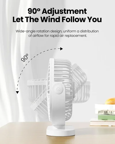 Miniatura 6 de Gaiatop - Ventilador de escritorio USB, pequeño de 5.5 pulgadas, silencioso y potente de 3 velocidades, rotación de 90°, mini ventilador de mesa